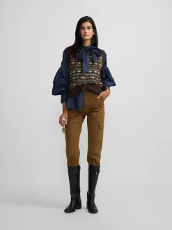 Silbon Pantalones-Pantalon cargo Camel