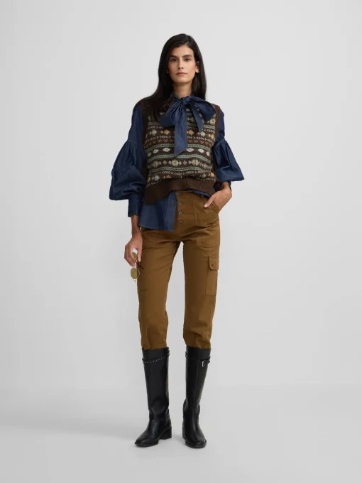 Silbon Pantalones-Pantalon cargo Camel