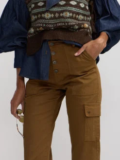 Silbon Pantalones-Pantalon cargo Camel