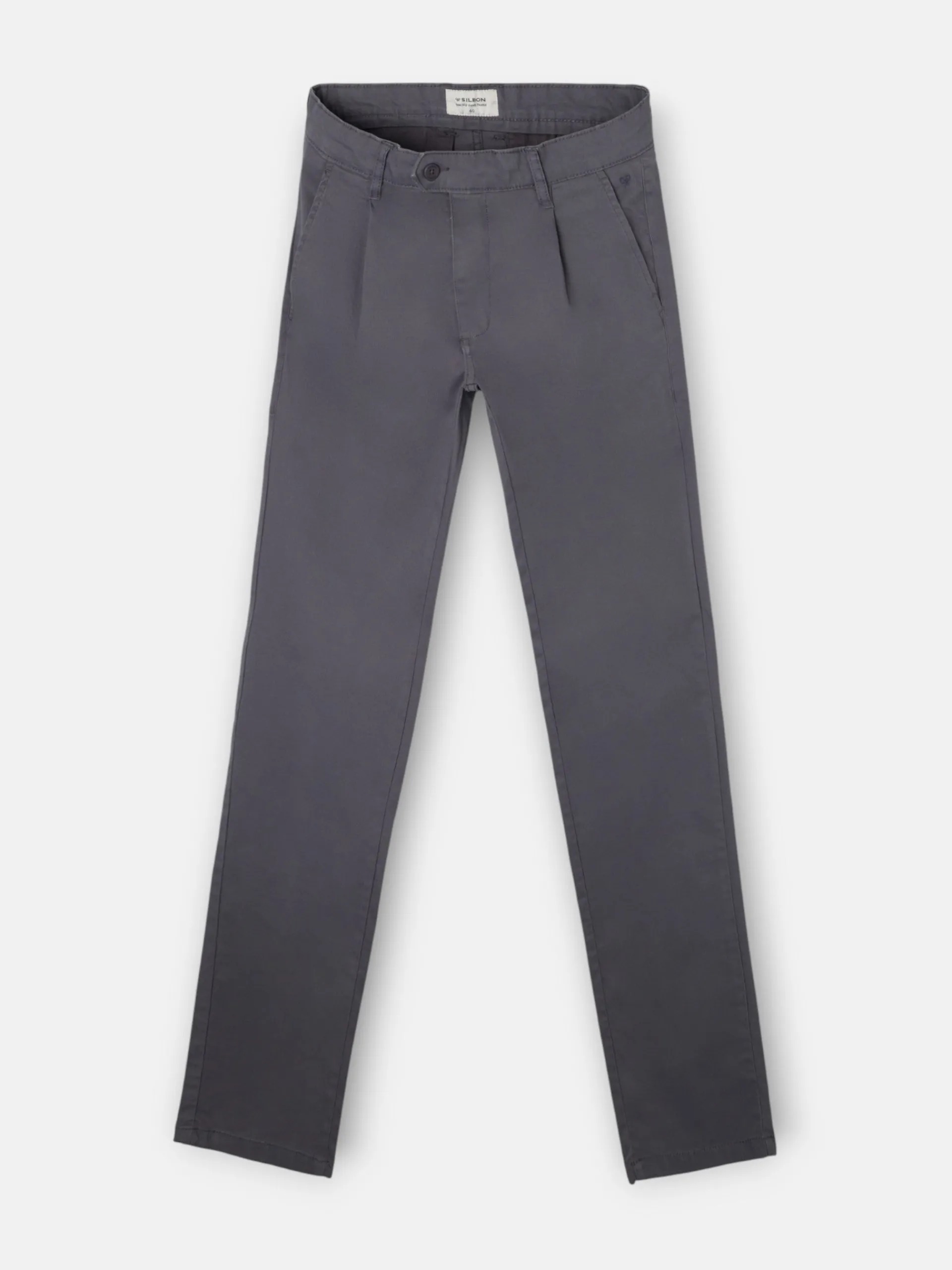 Silbon Smart Casual·Pantalones Y Vaqueros-Pantalon chino casual pinzas gris oscuro Gris oscuro
