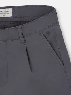 Silbon Smart Casual·Pantalones Y Vaqueros-Pantalon chino casual pinzas gris oscuro Gris oscuro