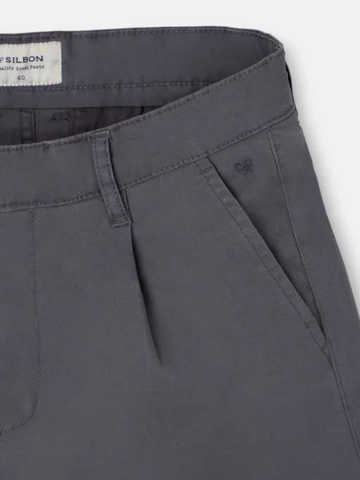 Silbon Smart Casual·Pantalones Y Vaqueros-Pantalon chino casual pinzas gris oscuro Gris oscuro
