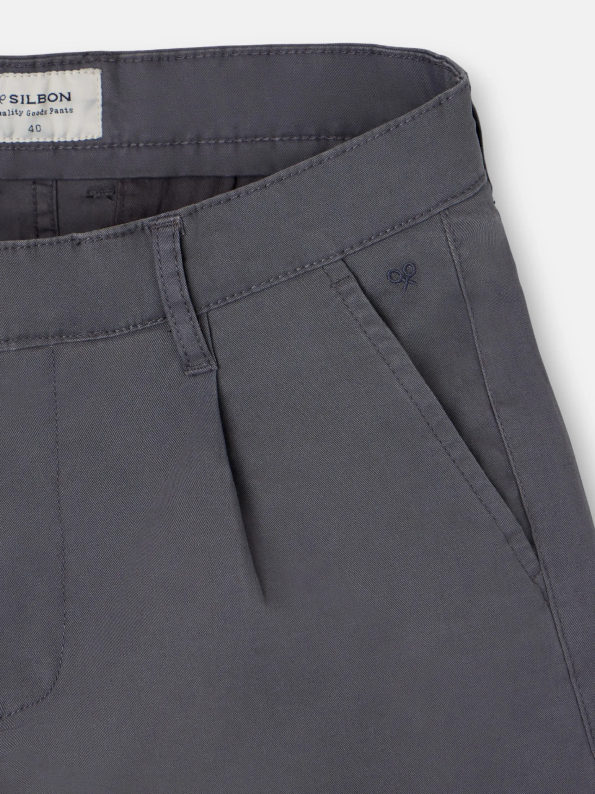 Silbon Smart Casual·Pantalones Y Vaqueros-Pantalon chino casual pinzas gris oscuro Gris oscuro