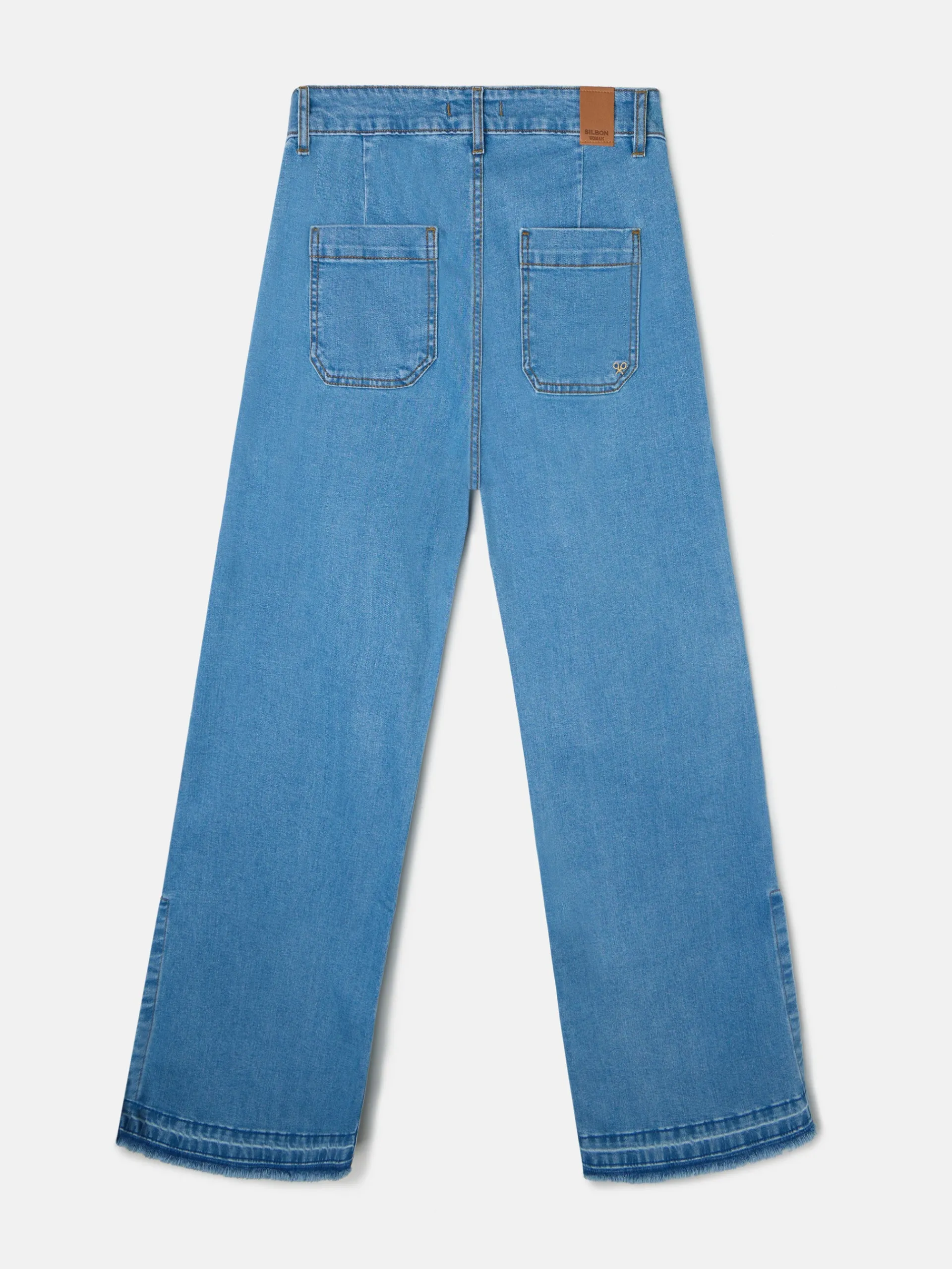 Silbon Pantalones-Pantalon culotte bolsillos denim Azul