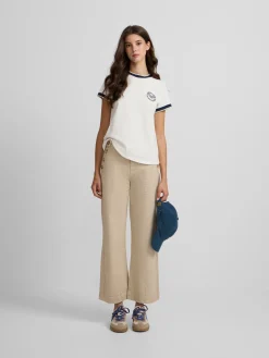 Silbon Pantalones-Pantalon culotte marinero Beige