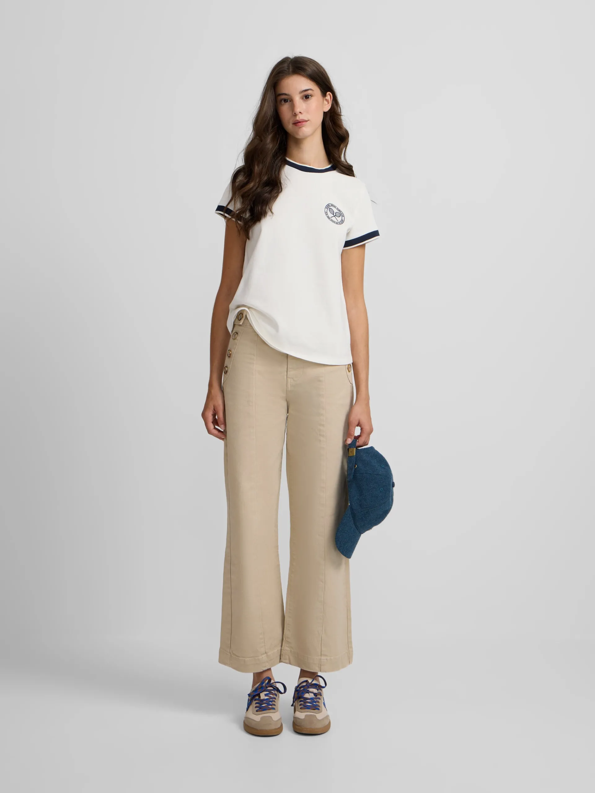 Silbon Pantalones-Pantalon culotte marinero Beige