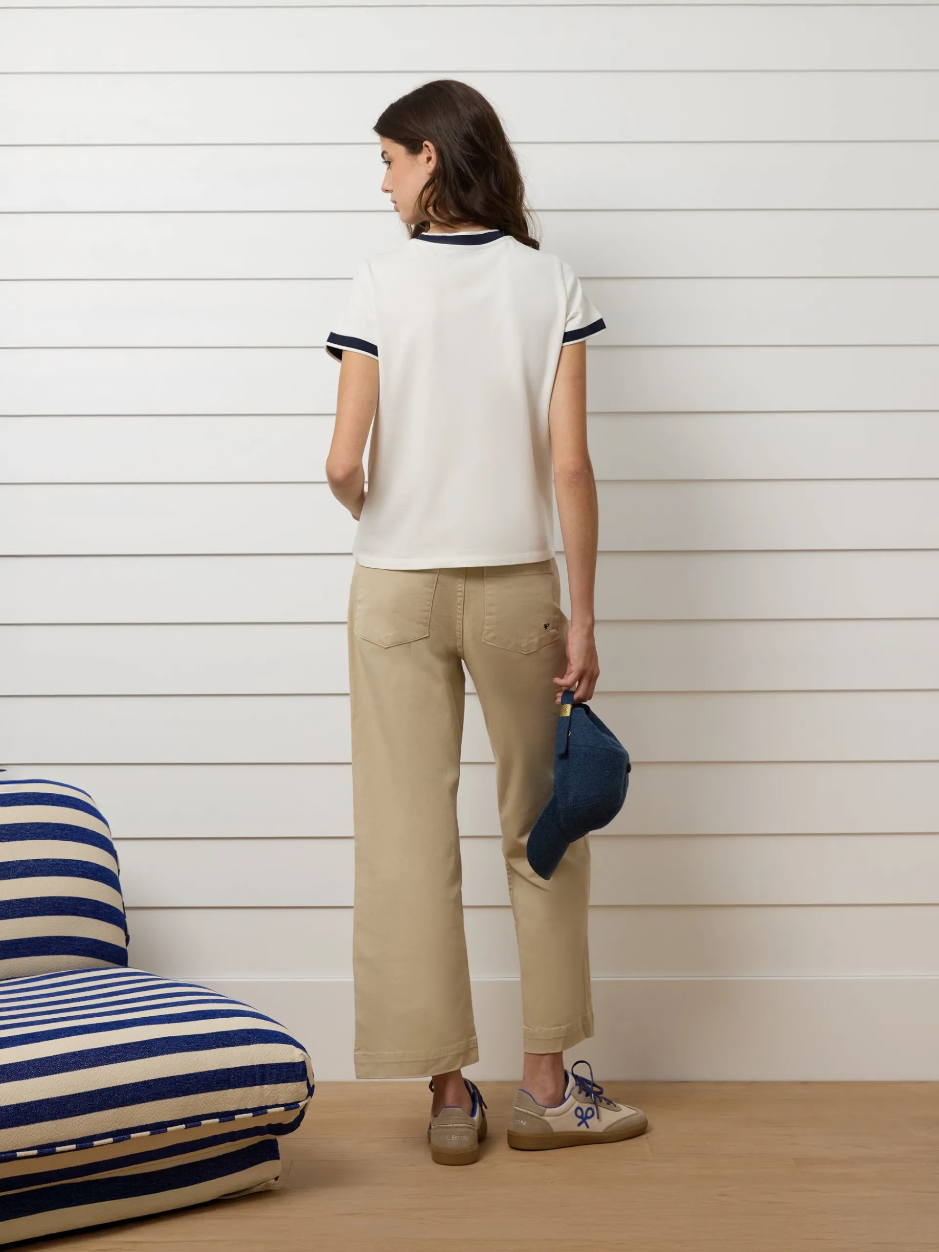 Silbon Pantalones-Pantalon culotte marinero Beige
