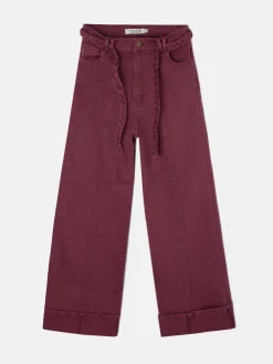 Silbon Pantalones-Pantalon denim cinturon trenza Granate
