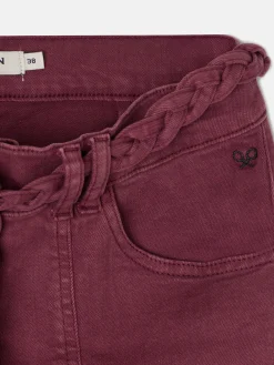 Silbon Pantalones-Pantalon denim cinturon trenza Granate