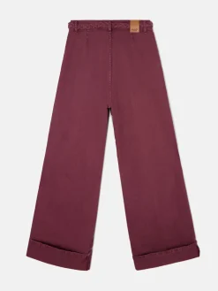 Silbon Pantalones-Pantalon denim cinturon trenza Granate