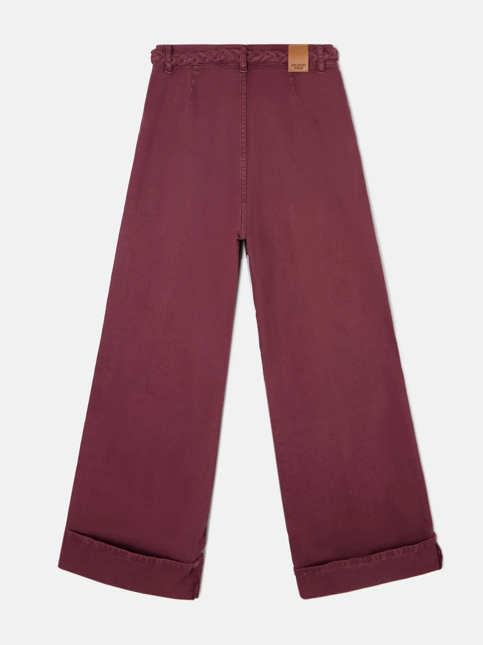 Silbon Pantalones-Pantalon denim cinturon trenza Granate