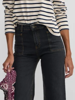 Silbon Pantalones-Pantalon denim espiga estampado Gris