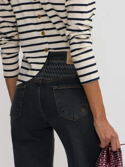 Silbon Pantalones-Pantalon denim espiga estampado Gris