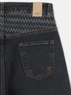 Silbon Pantalones-Pantalon denim espiga estampado Gris