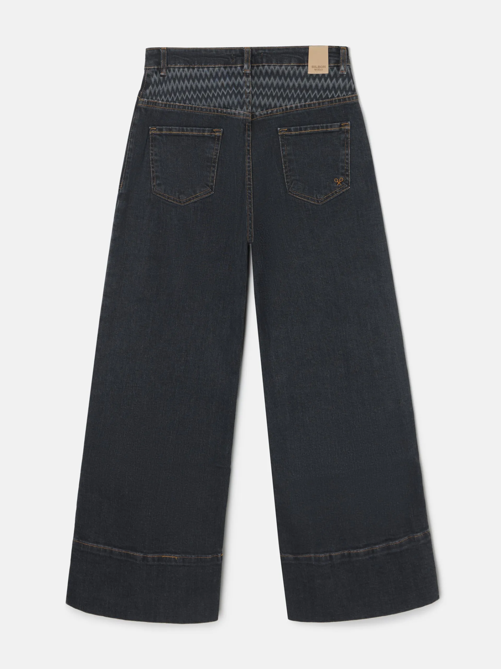 Silbon Pantalones-Pantalon denim espiga estampado Gris