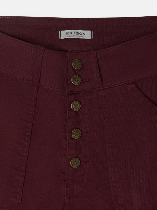 Silbon Pantalones-Pantalon denim vuelta Burdeos