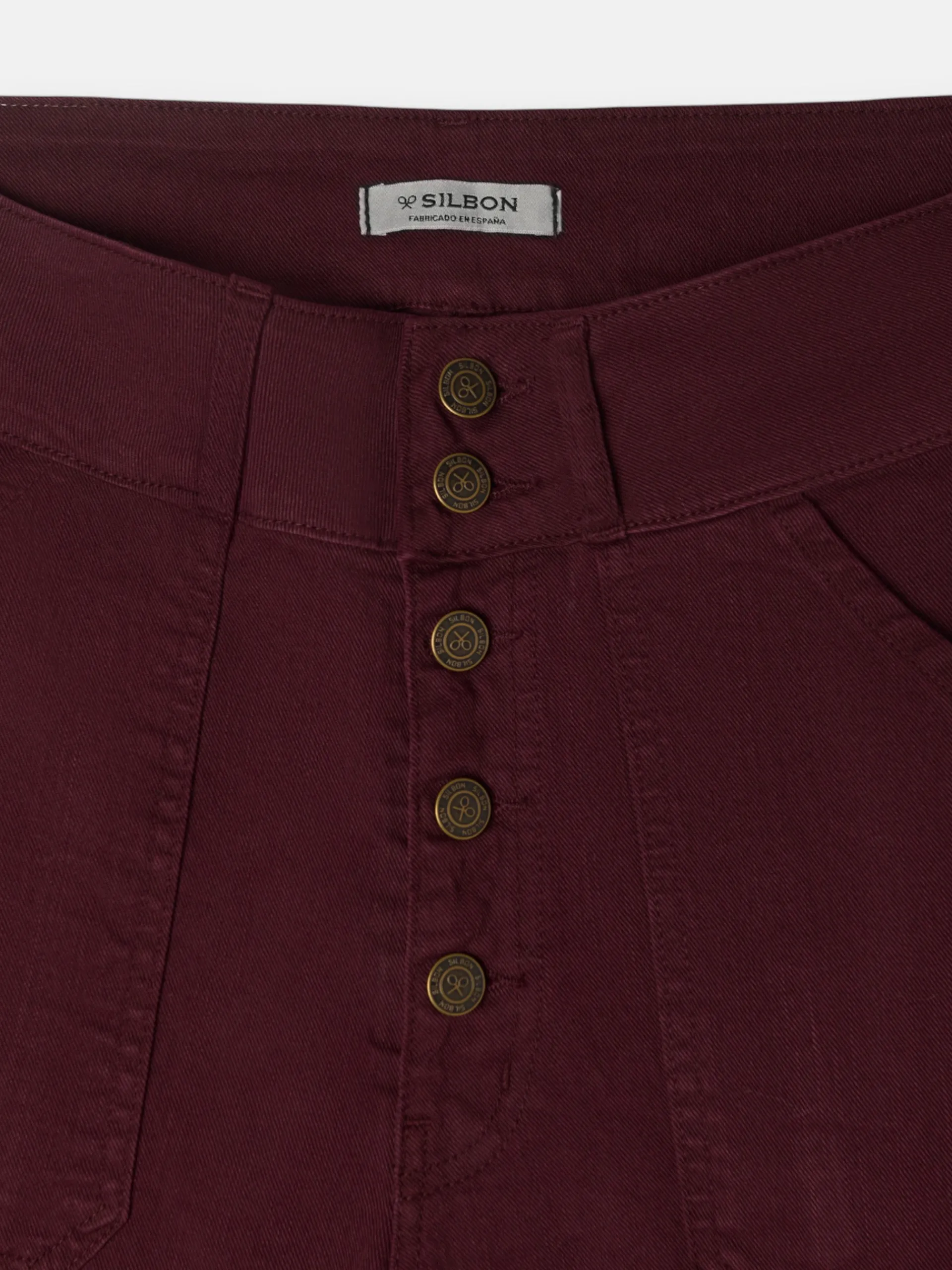 Silbon Pantalones-Pantalon denim vuelta Burdeos