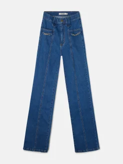 Silbon Pantalones-Pantalon recto detalle hebillas Denim