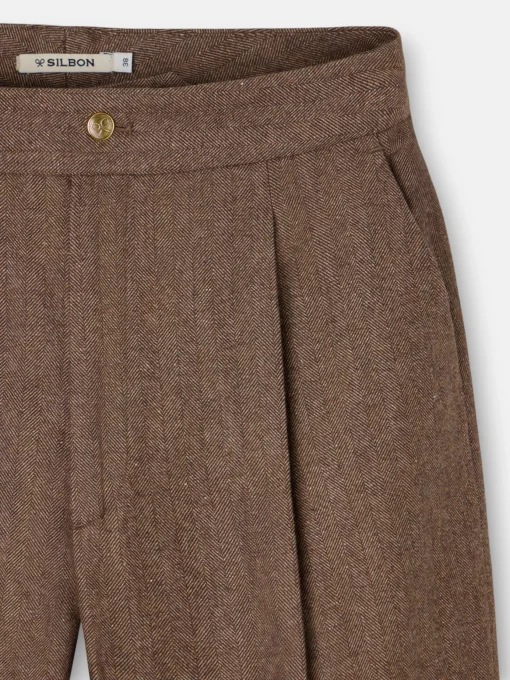 Silbon Pantalones-Pantalon vestir detalles espiga Marron
