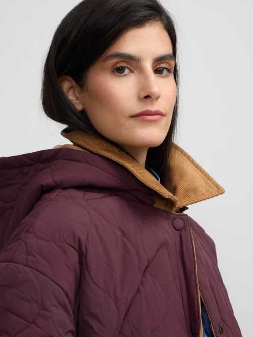 Silbon Abrigos Y Exterior-Parka larga acolchada detalles pana Burdeos