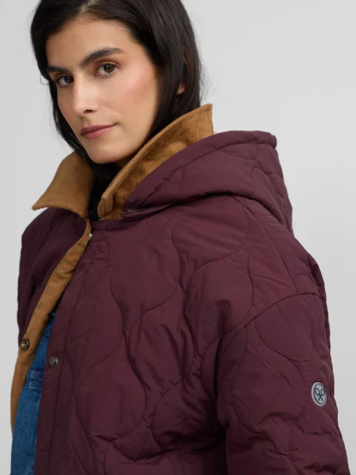 Silbon Abrigos Y Exterior-Parka larga acolchada detalles pana Burdeos