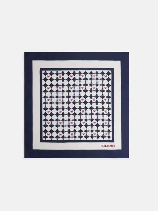 Silbon Accesorios·Corbatas, Pajaritas Y Pañuelos-Pañuelo geometrico raquetas Blanco