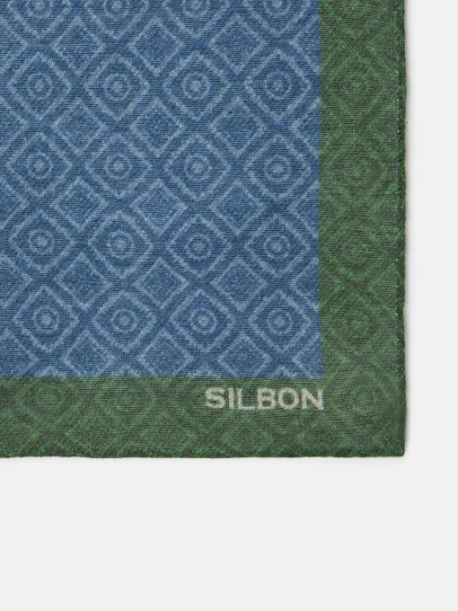 Silbon Accesorios·Corbatas, Pajaritas Y Pañuelos-Pañuelo motivo azulejo azul verde Azul verde