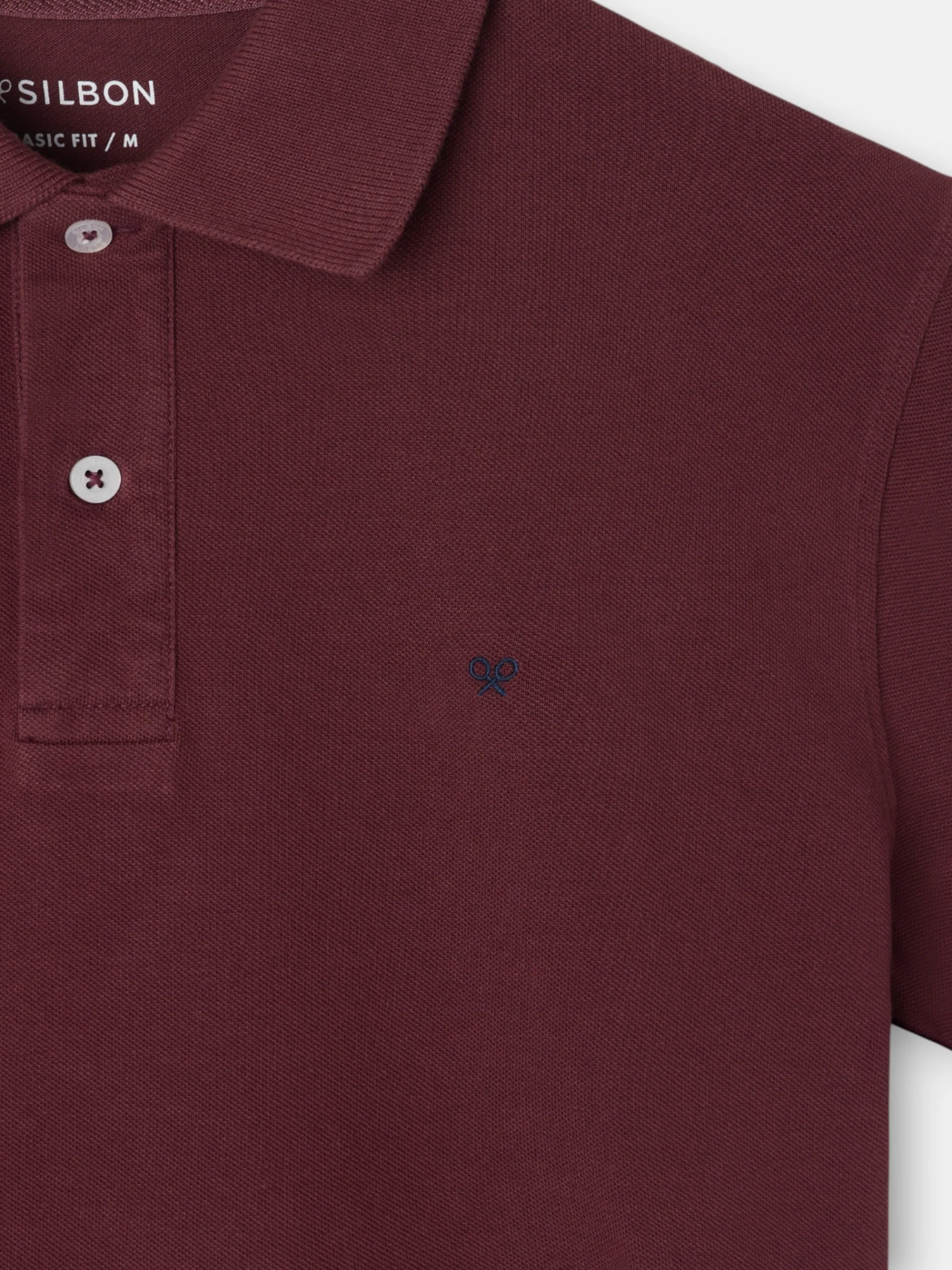 Silbon Smart Casual·Polos-Polo clasico liso Burdeos