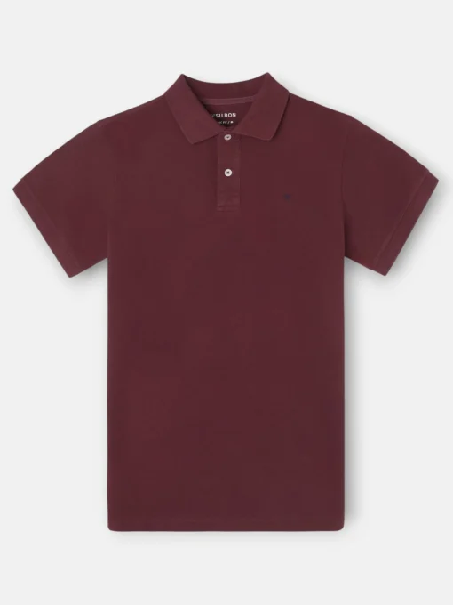 Silbon Smart Casual·Polos-Polo clasico liso Burdeos