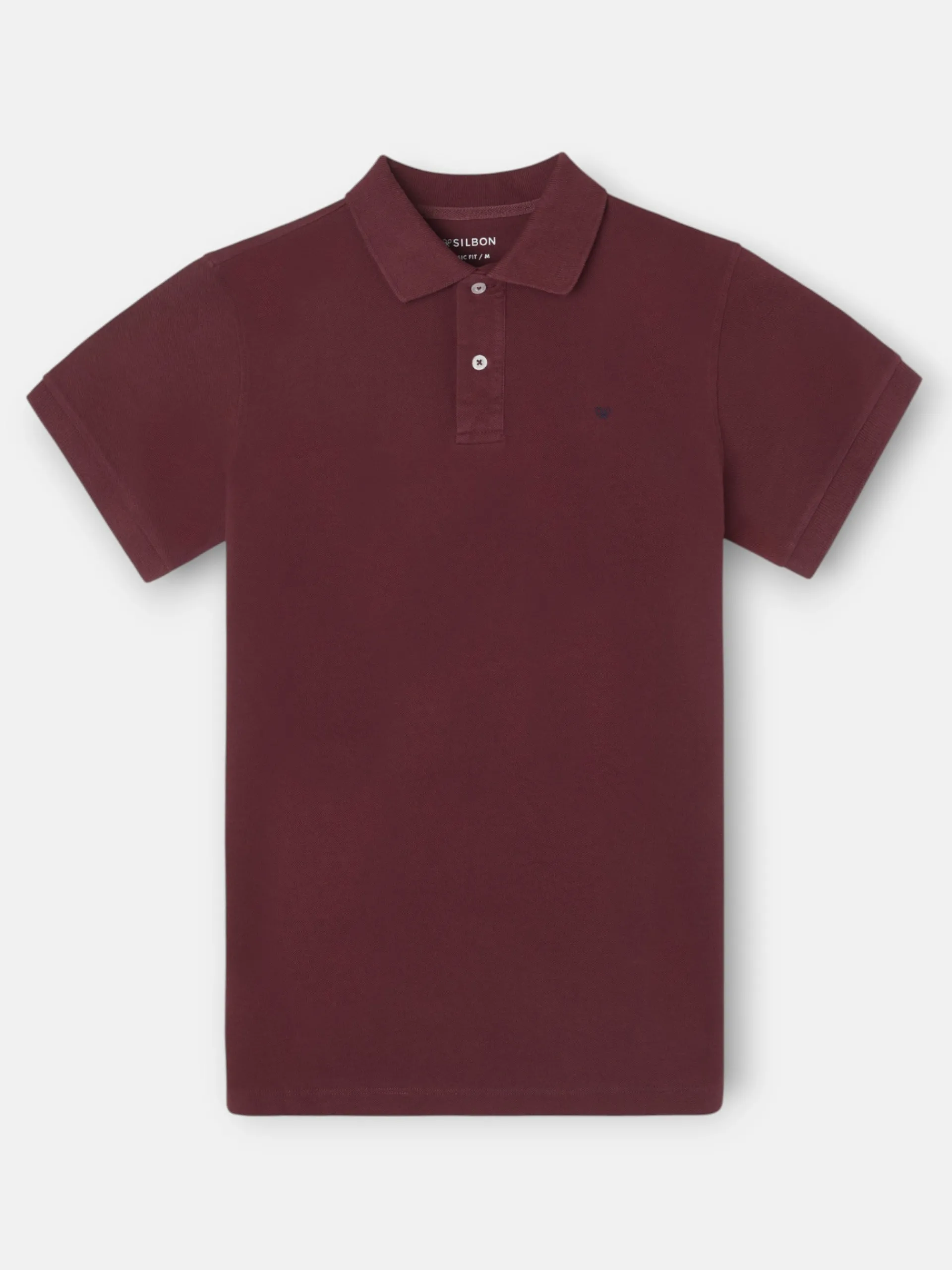 Silbon Smart Casual·Polos-Polo clasico liso Burdeos