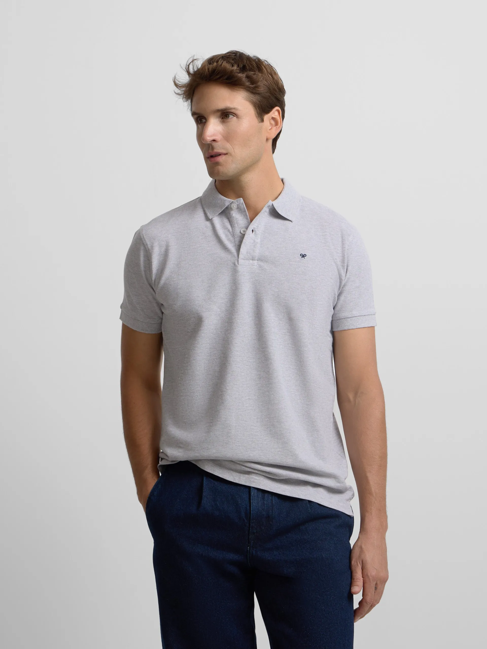 Silbon Smart Casual·Polos-Polo clasico liso gris claro Gris claro