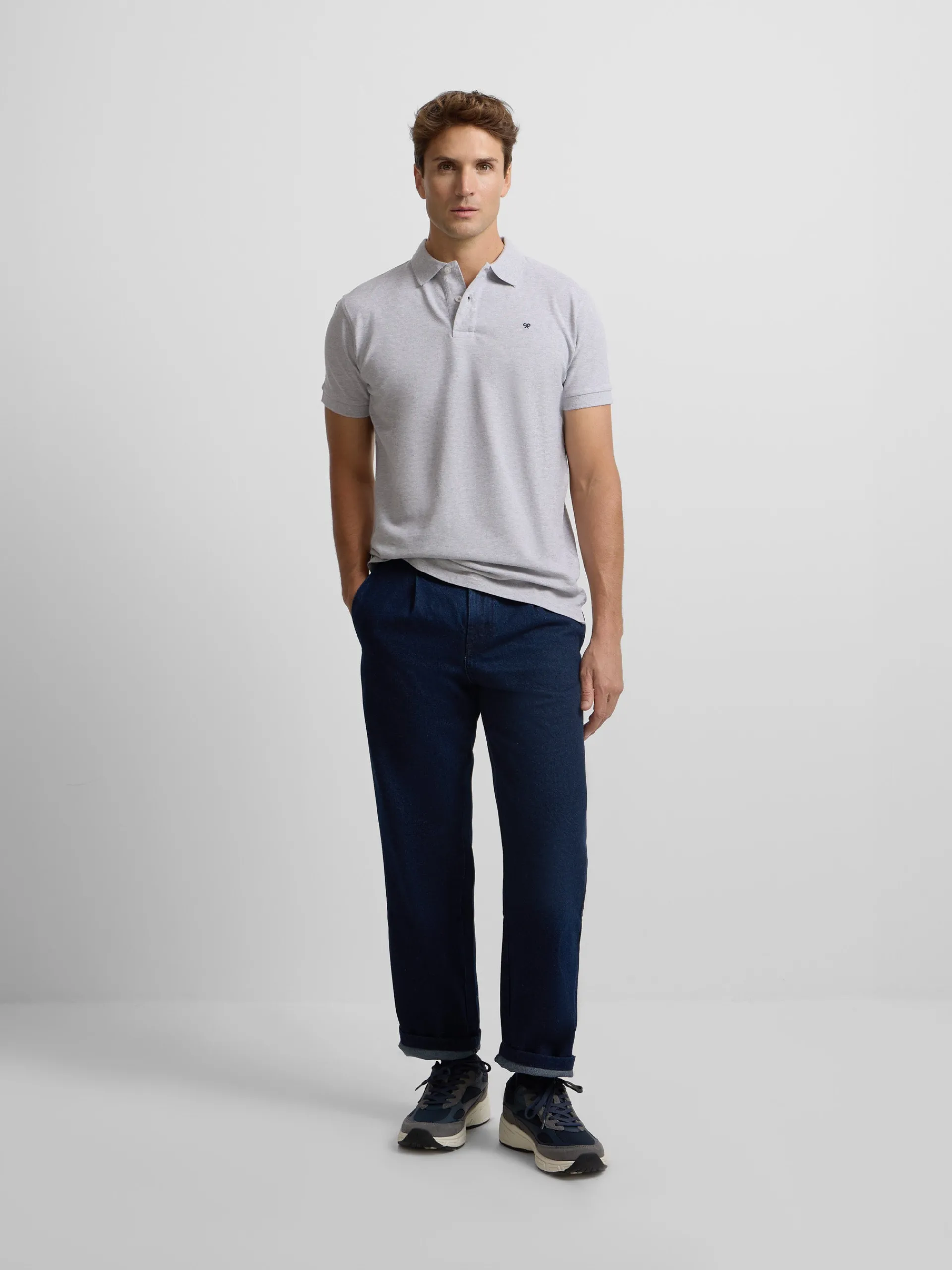 Silbon Smart Casual·Polos-Polo clasico liso gris claro Gris claro