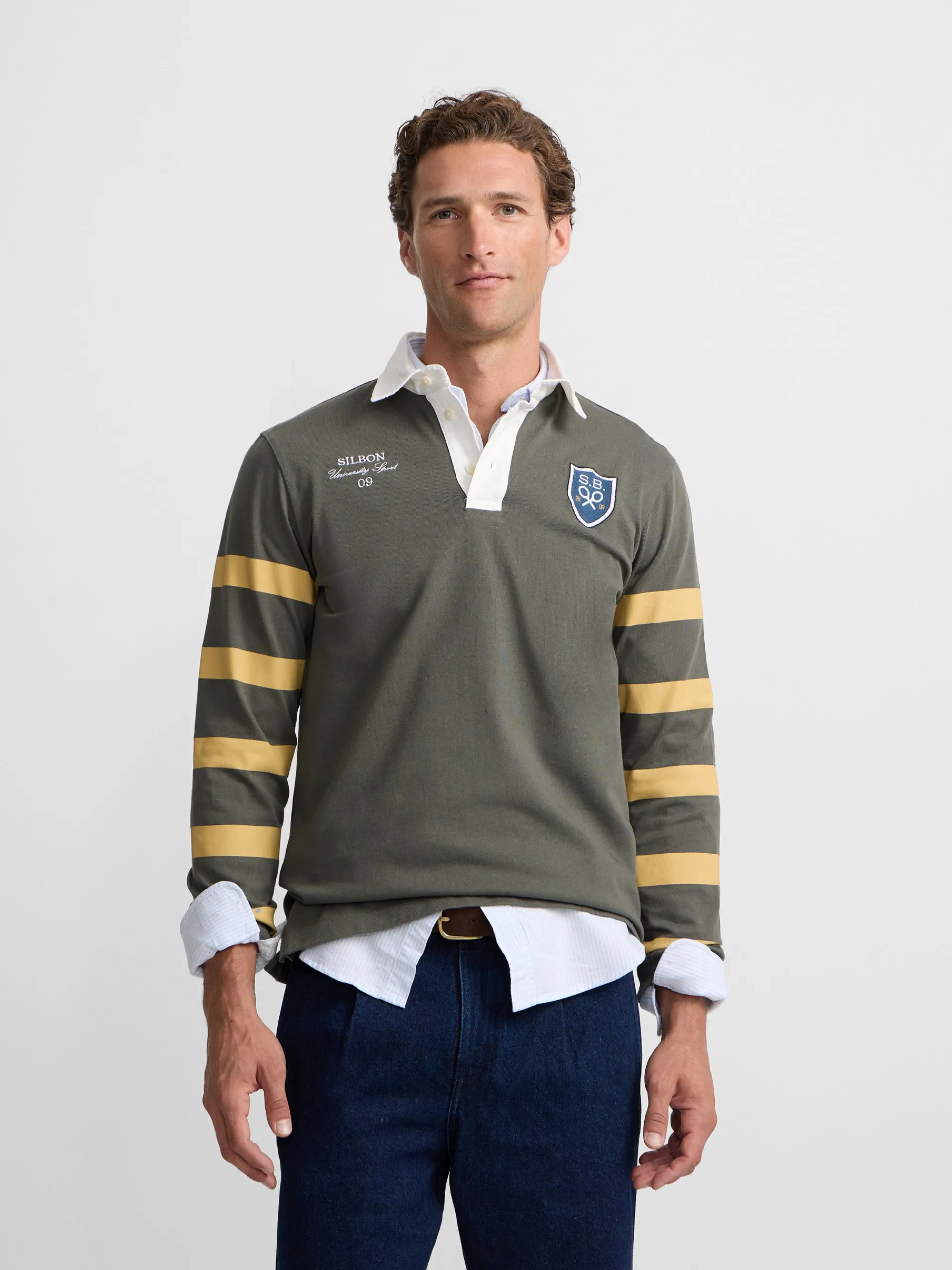 Silbon Smart Casual·Polos-Polo clasico rugby escudo Verde