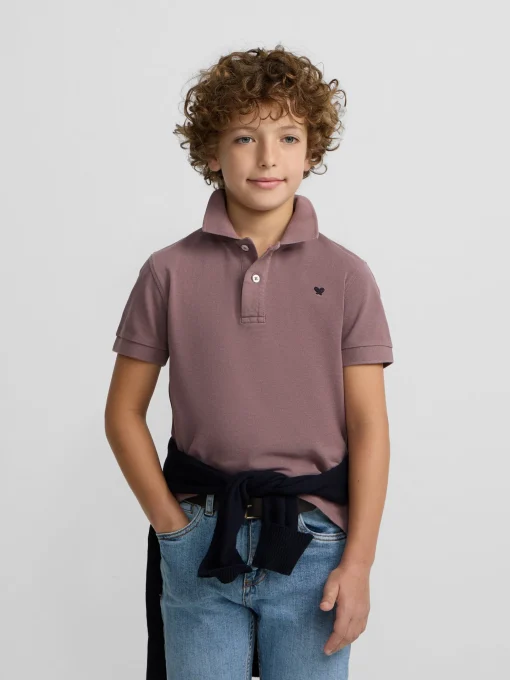 Silbon Polos-Polo kids clasico raqueta Burdeos