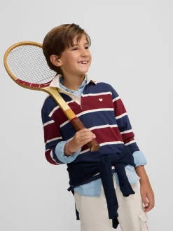 Silbon Polos-Polo kids clasico rugby rayas Burdeos