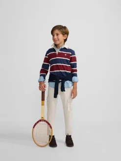 Silbon Polos-Polo kids clasico rugby rayas Burdeos