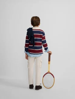 Silbon Polos-Polo kids clasico rugby rayas Burdeos