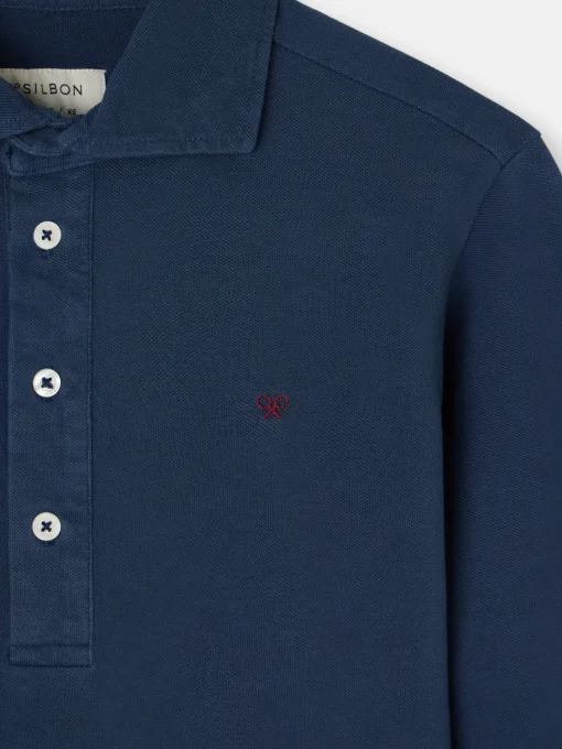 Silbon Smart Casual·Polos-Polo liso manga larga azul marino Azul marino