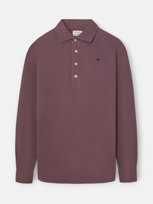 Silbon Smart Casual·Polos-Polo liso manga larga ranglan Burdeos