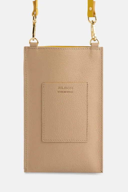 Silbon Bolsos Y Monederos-Portamovil piel bolsillo beige y amarillo Multicolor