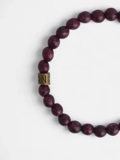 Silbon Accesorios·Pulseras Y Llaveros-Pulsera piedras redondas Burdeos
