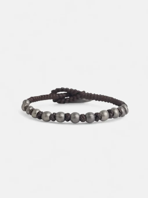 Silbon Accesorios·Pulseras Y Llaveros-Pulsera piel trenzada abalorio Marron