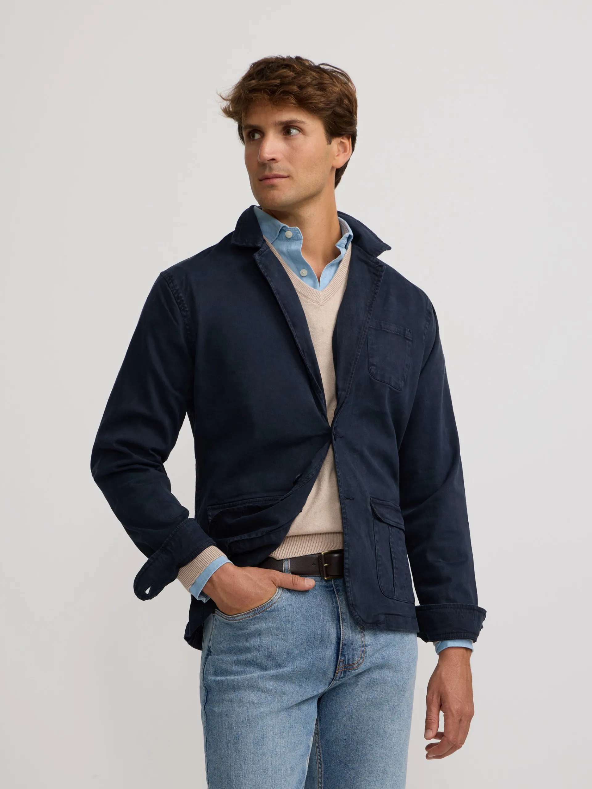 Silbon Formal Y Etiqueta·Americanas|Smart Casual·Abrigos Y Cazadoras-Semiblazer casual azul marino Azul marino