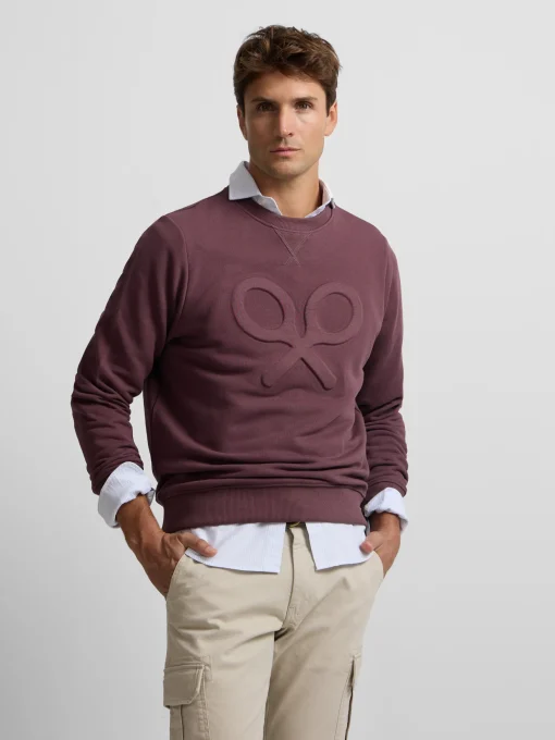 Silbon Smart Casual·Sudaderas-Sudadera clasica logo relieve Burdeos