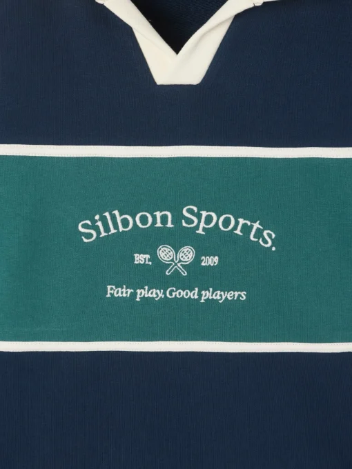Silbon Sudaderas|Smart Casual·Sudaderas-Sudadera cuello polo sports Marino