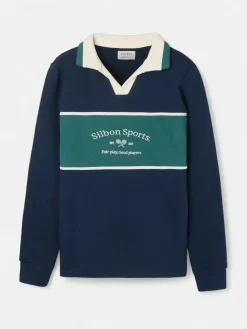 Silbon Sudaderas|Smart Casual·Sudaderas-Sudadera cuello polo sports Marino