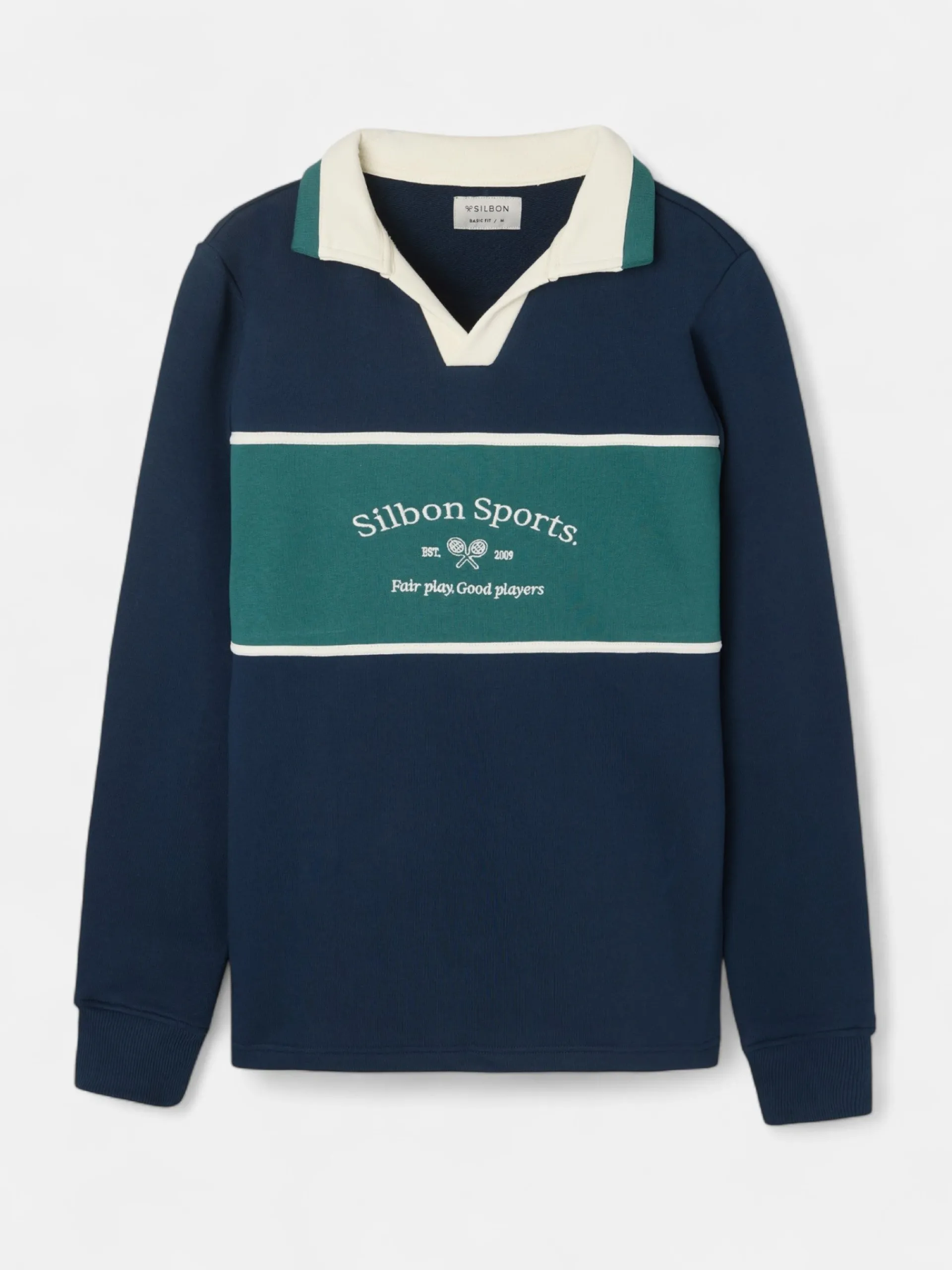Silbon Sudaderas|Smart Casual·Sudaderas-Sudadera cuello polo sports Marino