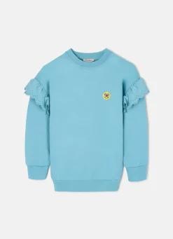 Silbon Sudaderas-Sudadera girl detalles mangas Celeste