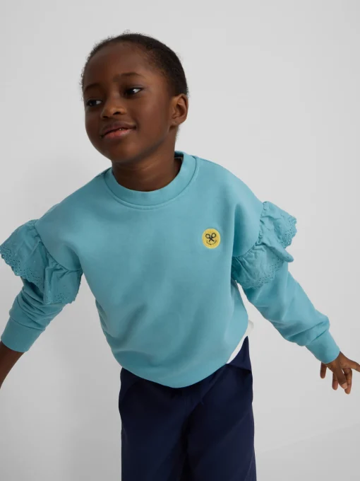 Silbon Sudaderas-Sudadera girl detalles mangas Celeste
