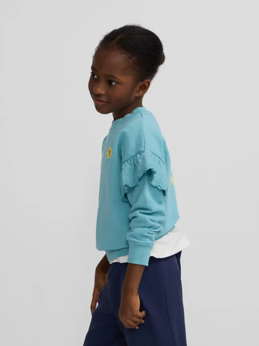 Silbon Sudaderas-Sudadera girl detalles mangas Celeste